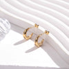 Titanium Steel Cshaped Color Zircon Electroplating Letters Numbers Text Earrings For Women