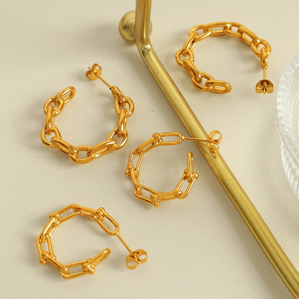 316L Stainless Steel Cshaped Electroplated Geometric Exaggerated Light Luxury Earrings For Women