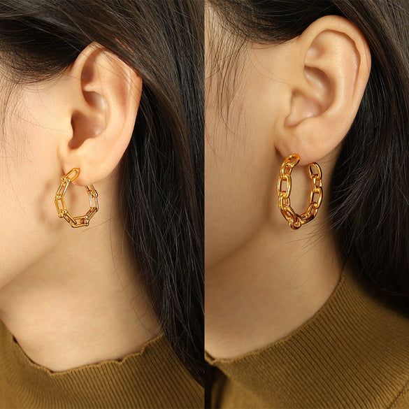 316L Stainless Steel Cshaped Electroplated Geometric Exaggerated Light Luxury Earrings For Women