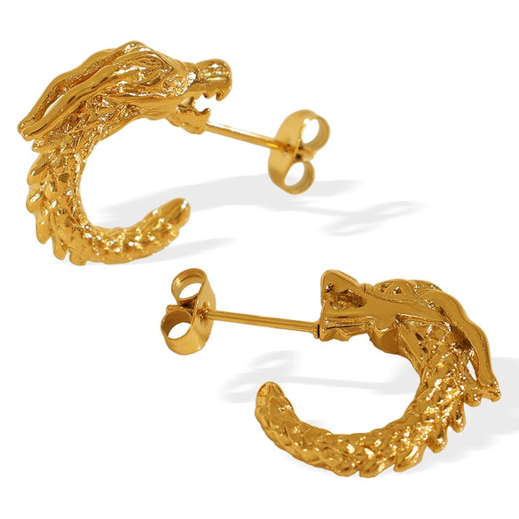316L Stainless Steel Cshaped Geometric Electroplated Literary Retro Women's Faucet Earrings