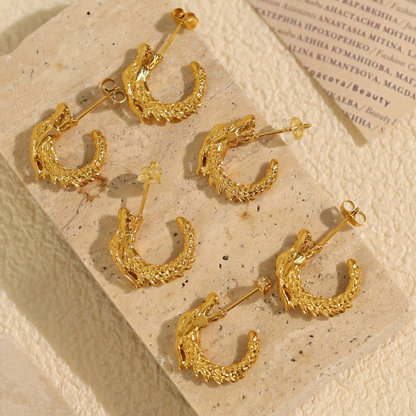 316L Stainless Steel Cshaped Geometric Electroplated Literary Retro Women's Faucet Earrings