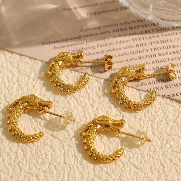 316L Stainless Steel Cshaped Geometric Electroplated Literary Retro Women's Faucet Earrings
