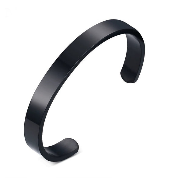 Titanium Steel Cshaped Open Bracelet Polished Glossy Simple Fashion Bangle For Couples