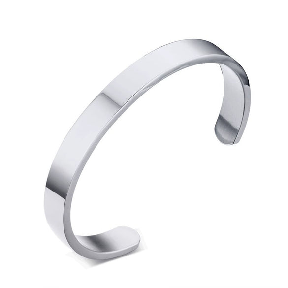 Titanium Steel Cshaped Open Bracelet Polished Glossy Simple Fashion Bangle For Couples
