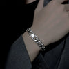 Titanium Steel Cuban Chain Bracelet Polished With Geometric And Cartoon Characters Pattern For Men