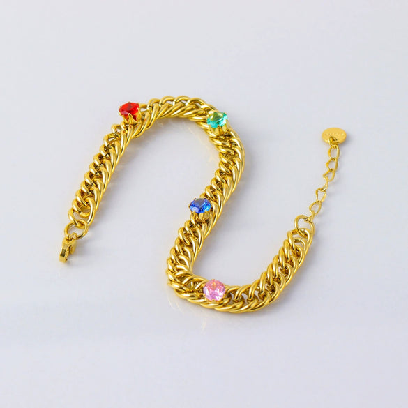 Titanium Steel Cuban Chain Necklace With Geometric Pattern Electroplated For Women