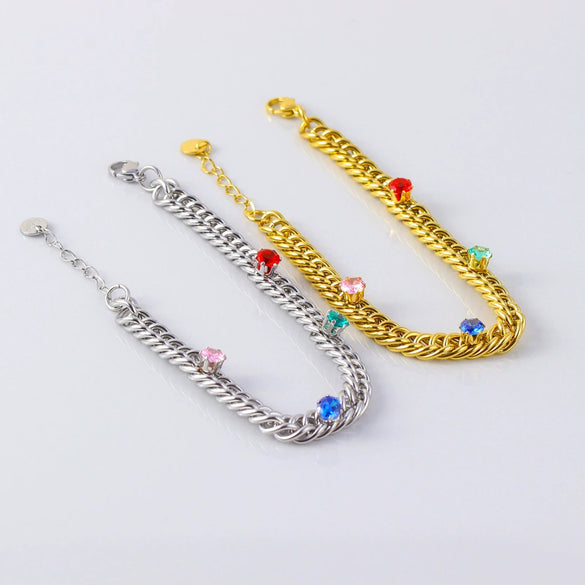 Titanium Steel Cuban Chain Necklace With Geometric Pattern Electroplated For Women