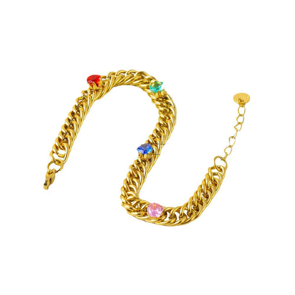 Titanium Steel Cuban Chain Necklace With Geometric Pattern Electroplated For Women