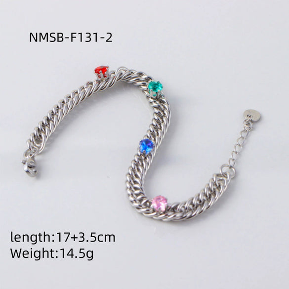 Titanium Steel Cuban Chain Necklace With Geometric Pattern Electroplated For Women