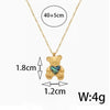 Titanium Steel Cute Bear Heart Shape Plating Inlay Shell Pendant Necklace