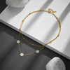 Titanium Steel Daisy Butterfly Double Layer Hip Hop Overlapping Clavicle Chain Necklace With Geometric Pattern And Vacuum Electroplating In Furnace For Women