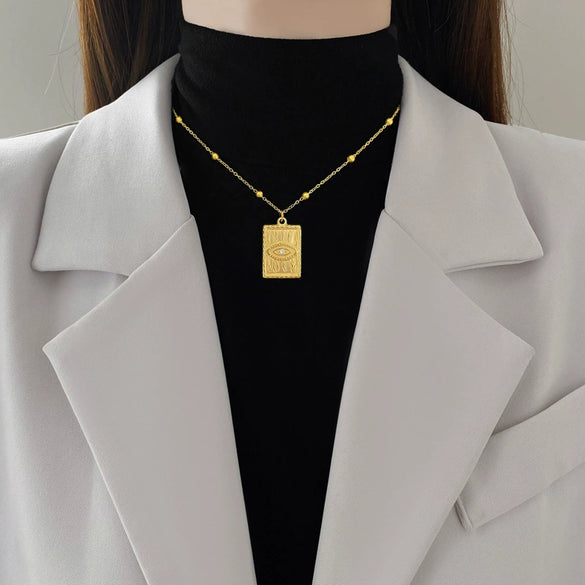 Titanium Steel Devil's Eye Geometric Fashion Electroplated Unisex Necklace