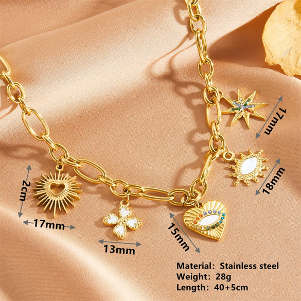Titanium Steel Devil's Eye Love Water Drops Bell Pattern Jewelry Set For Women