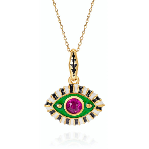 Titanium Steel Devil's Eye Necklace Electroplated Ochain Colorful Style