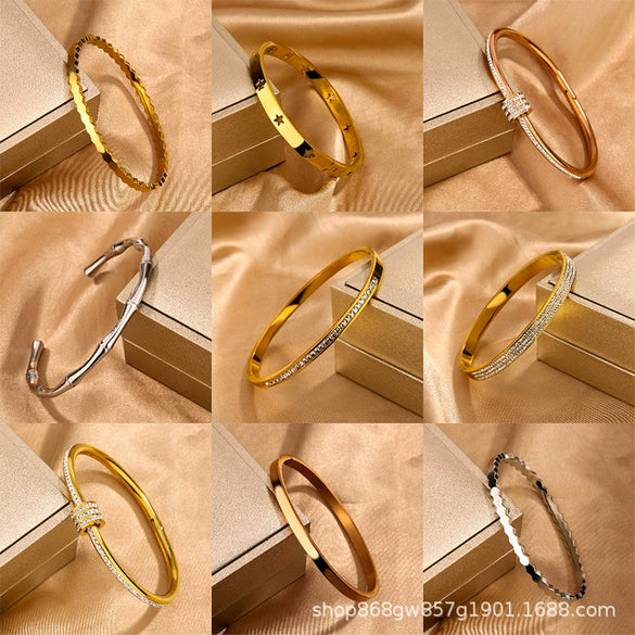 Titanium Steel Diamond Bracelet For Female Fashion Simple With Polishing