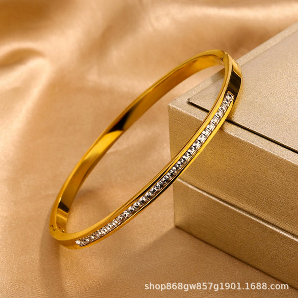 Titanium Steel Diamond Bracelet For Female Fashion Simple With Polishing