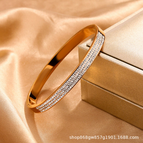 Titanium Steel Diamond Bracelet For Female Fashion Simple With Polishing