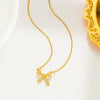 Titanium Steel Diamondencrusted Bow Ochain Necklace With Geometric Design And Electroplating Treatment