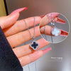 Titanium Steel Diamondencrusted Geometric Fourleaf Flower Cartoon Female Clavicle Necklace