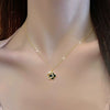 Titanium Steel Diamondencrusted Geometric Fourleaf Flower Cartoonstyle Female Necklace