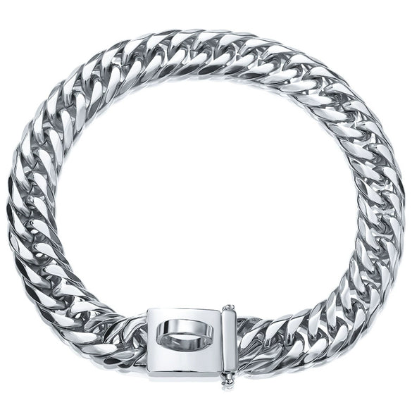 Titanium Steel Dog Chain Metal Collar Antibite Sixsided Grinding Polishing Vacuum Plating