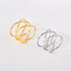 Titanium Steel Double Cross Hollow Geometric Women's Ring Electroplated Hand Jewelry
