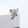Titanium Steel Double Head Screw Ear Nail With Butterfly Flower And Insect Pattern Lovely Style For Women