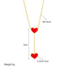 Titanium Steel Double Heart Clavicle Chain With Geometric Pattern And Electroplating Design