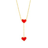 Titanium Steel Double Heart Clavicle Chain With Geometric Pattern And Electroplating Design