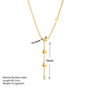 Titanium Steel Double Layer Butterfly Pearl Tassel Necklace And Ear Buckle Set With Love Water Drops Bell Pattern For Women