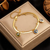 Titanium Steel Double Layer Chain Dripping Striped Eye Pendant Women's Bracelet With Retro Design And Electroplating Treatment