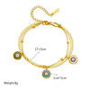 Titanium Steel Double Layer Chain Dripping Striped Eye Pendant Women's Bracelet With Retro Design And Electroplating Treatment
