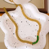 Titanium Steel Double Layer Inlaid Zirconium U Shaped Clavicle Chain With Cuban Chain Stitching Zir Pendant Electroplated Retro Fashion Accessory