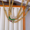 Titanium Steel Double Layer Inlaid Zirconium U Shaped Clavicle Chain With Cuban Chain Stitching Zir Pendant Electroplated Retro Fashion Accessory