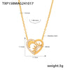 316L Stainless Steel Double Layer Love Inlaid Zircon Clavicle Necklace Bracelet Pvd Gold Plated Niche Style