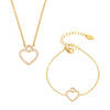 316L Stainless Steel Double Layer Love Inlaid Zircon Clavicle Necklace Bracelet Pvd Gold Plated Niche Style