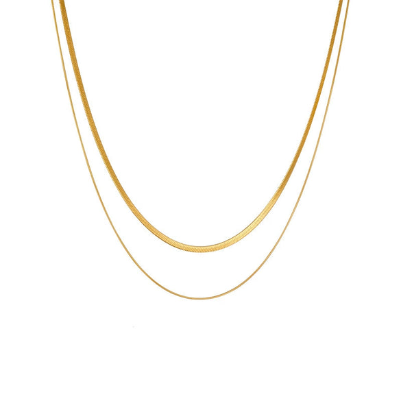 Titanium Steel Double Layer Overlapping Necklace Geometric Cartoon Style Vacuum Electroplated In Furnace