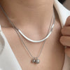 Titanium Steel Double Layer Stacked Ball Snake Bone Chain For Women With Electroplating And Simple Design