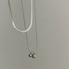 Titanium Steel Double Layer Stacked Ball Snake Bone Chain For Women With Electroplating And Simple Design