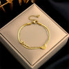 Titanium Steel Double Layer Stacked Love English Letter Electroplated Women's Bracelet