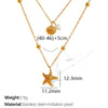 316L Stainless Steel Double Layer Starfish Shell Clavicle Chain Stacked Necklace Vacuum Plated 18K Gold For Women Simple Natural Style