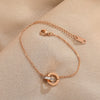 Titanium Steel Double Ring Bracelet For Women With Roman Numerals Pattern Light Luxury Style Electroplated