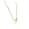 Titanium Steel Double Ring Furnace Real Gold Necklace With Geometric Pattern Electroplating For Female Light Luxury Ultra Simple Style Cartoon And Flower Design