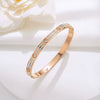 Titanium Steel Double Row Full Diamond Buckle Bracelet Women's Electroplated 18K Rose Gold Light Luxury