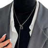 Titanium Steel Double Sided Letter Pendant Clavicle Necklace With Rectangular Drop Electroplated Unisex Jewelry