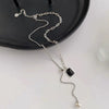 Titanium Steel Double Sided Letter Pendant Clavicle Necklace With Rectangular Drop Electroplated Unisex Jewelry