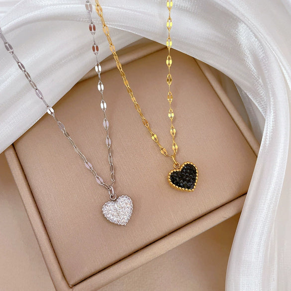 Titanium Steel Double Sided Love Furnace Necklace With Geometric Pattern And Electroplating Process For Unisex