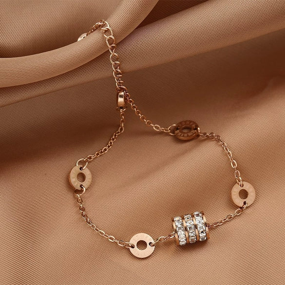 Titanium Steel Doublelayer Bracelet And Anklet With Hollow Butterfly Cartoon Style Electroplated