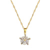 Titanium Steel Doublelayer Flower Geometric Microinlaid Electroplated Women's Necklace Earrings Set