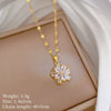 Titanium Steel Doublelayer Flower Geometric Microinlaid Electroplated Women's Necklace Earrings Set